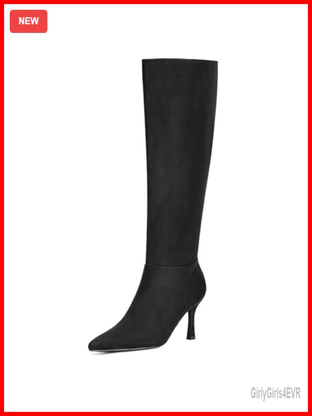 Kitten Heel Knee High Boots Pointed Toe Tall Boot Women Wide Width Faux Suede